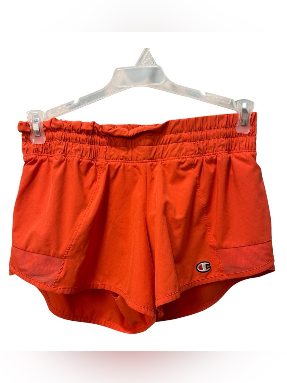 Champion Women's Orange Quick-Dry Athletic Shorts with Logo